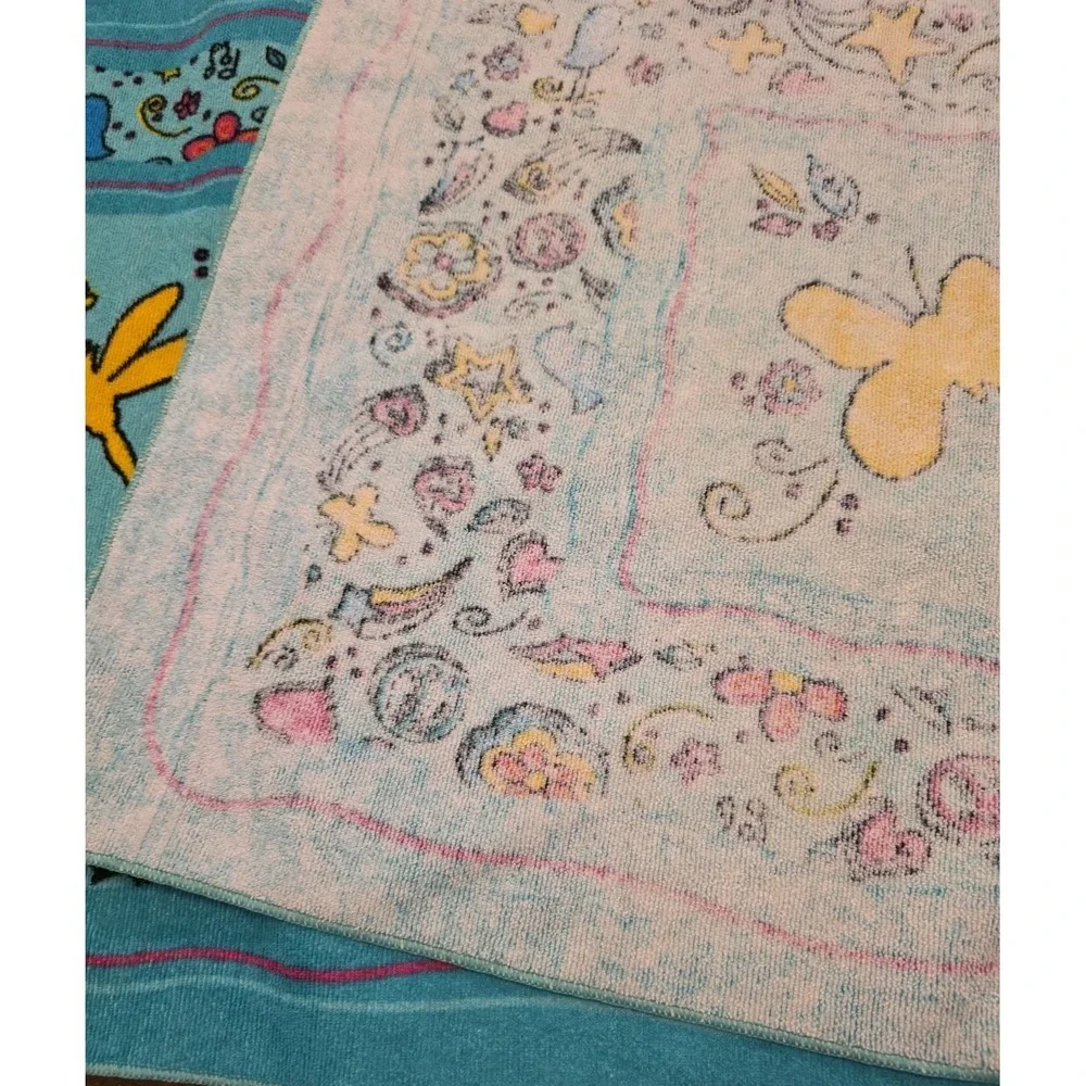Vintage Y2K Groovy Teal Beach Towel 58